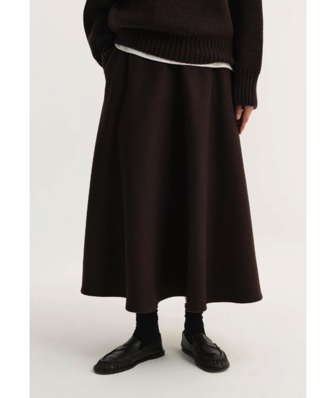 ROHE Коричневая шерстяная юбка миди, фото 4