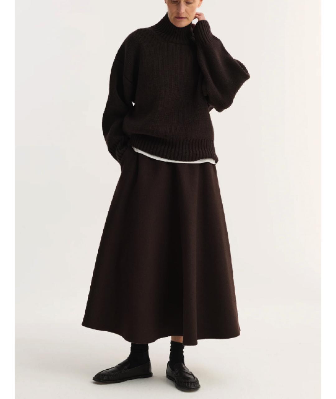 ROHE Коричневая шерстяная юбка миди, фото 2