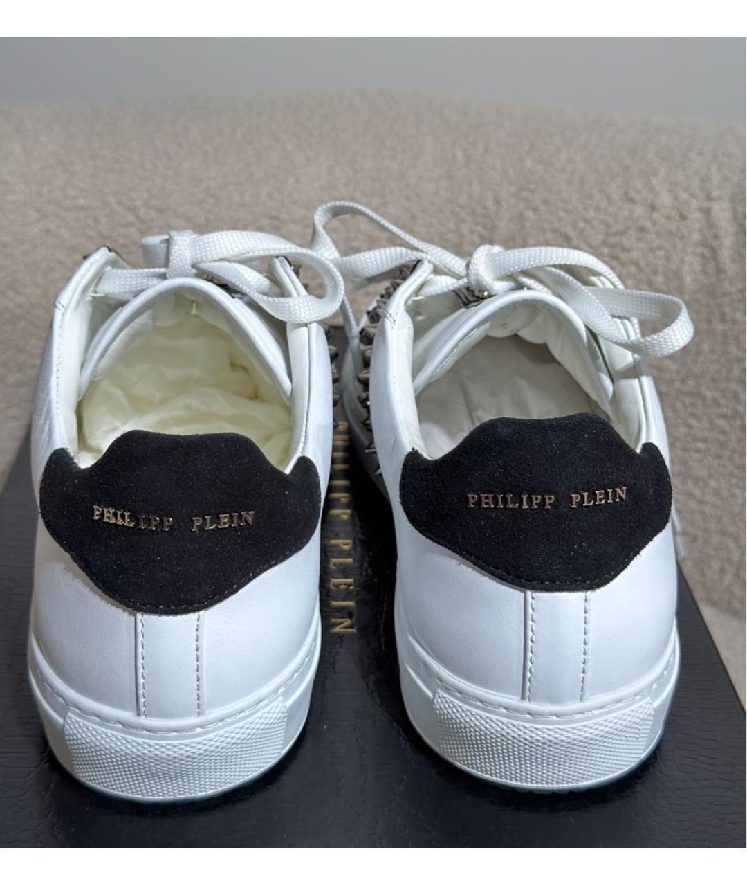 PHILIPP PLEIN Белые кожаные кеды, фото 4