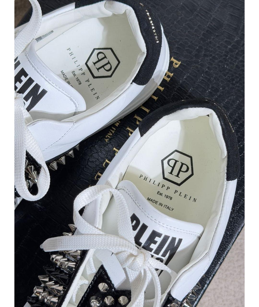 PHILIPP PLEIN Белые кожаные кеды, фото 3