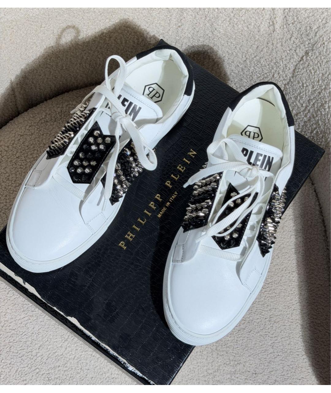 PHILIPP PLEIN Белые кожаные кеды, фото 7