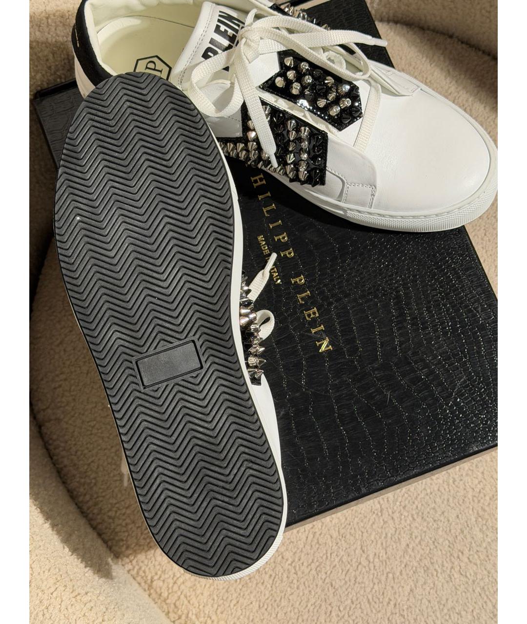 PHILIPP PLEIN Белые кожаные кеды, фото 5