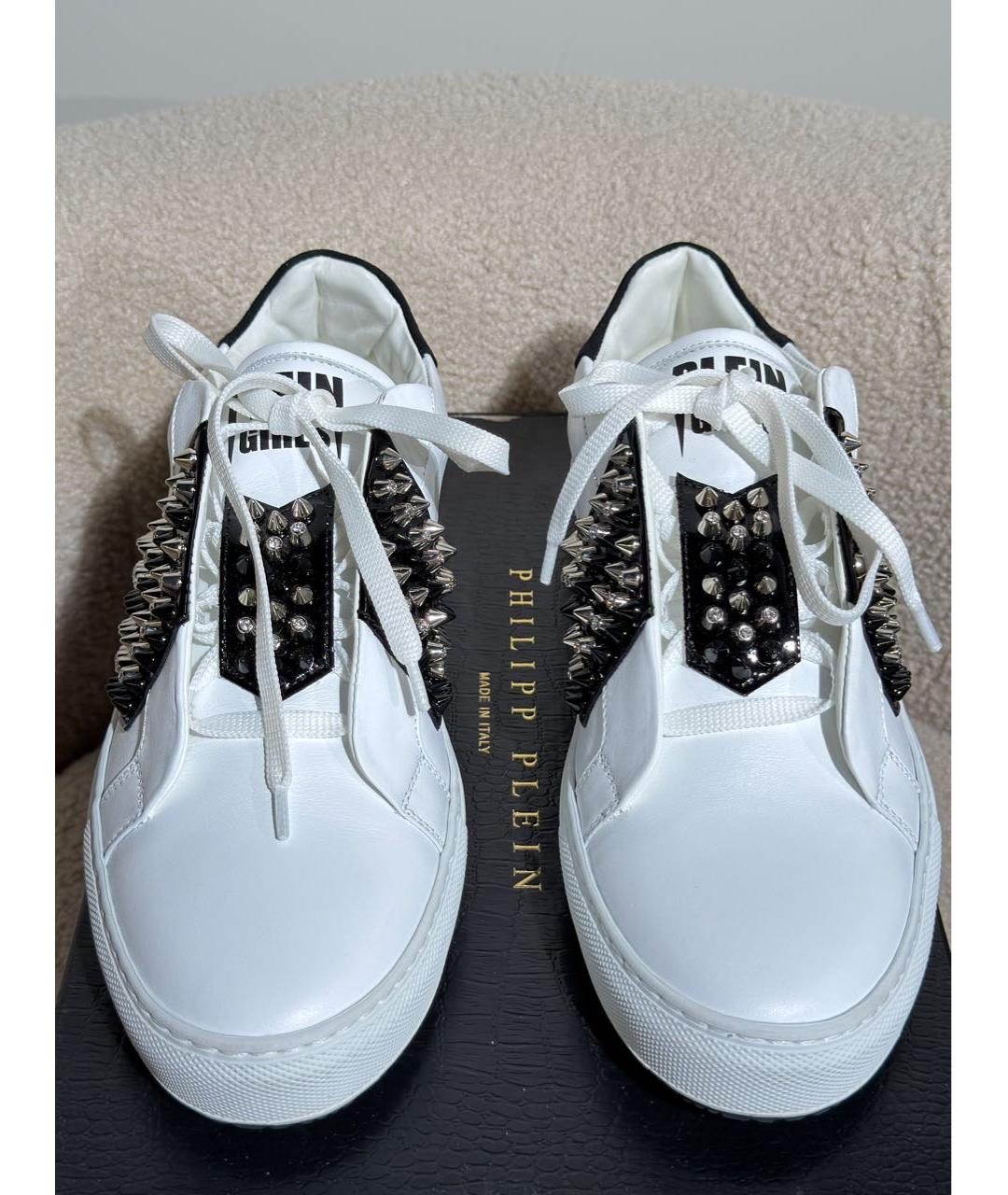 PHILIPP PLEIN Белые кожаные кеды, фото 2