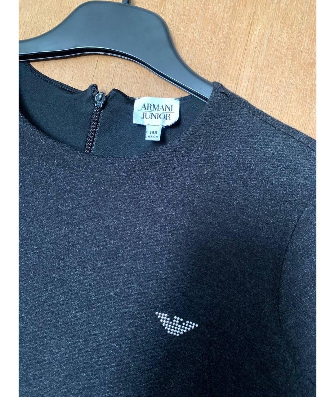 ARMANI JUNIOR Черное хлопковое повседневное платье, фото 2