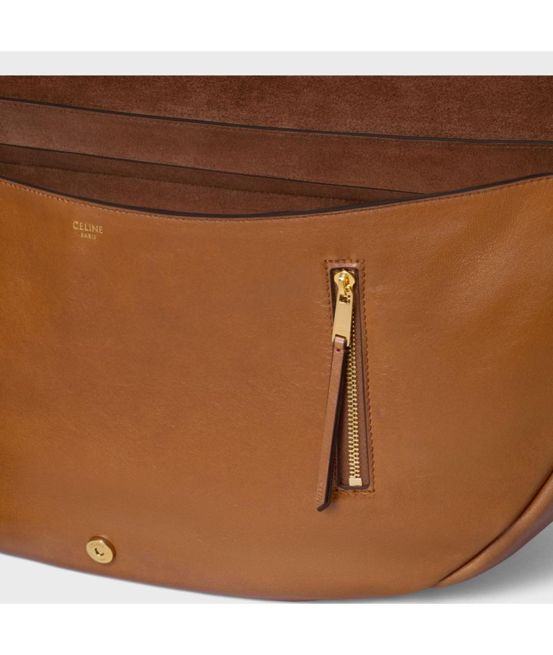 CELINE Коричневая кожаная сумка через плечо, фото 4