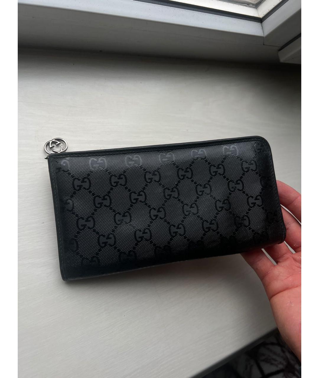 GUCCI Черный полиуретановый кошелек, фото 2