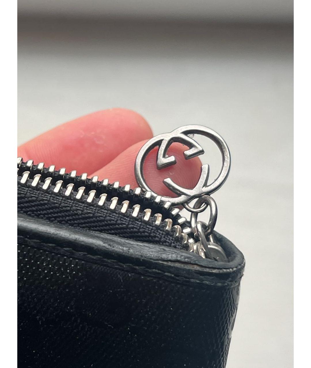GUCCI Черный полиуретановый кошелек, фото 6