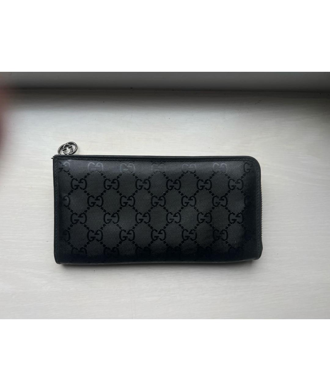 GUCCI Черный полиуретановый кошелек, фото 7