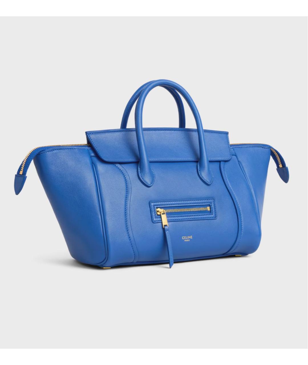 CELINE Синяя кожаная сумка тоут, фото 2