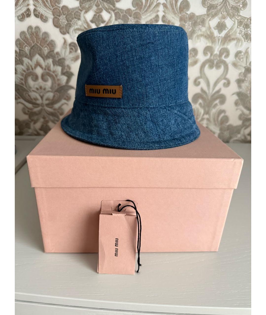 MIU MIU Синяя хлопковая панама, фото 6