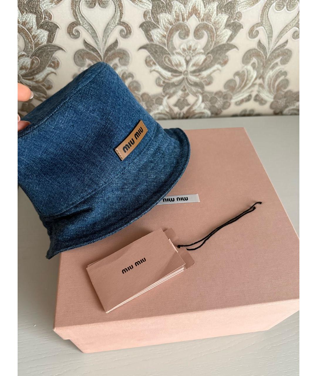 MIU MIU Синяя хлопковая панама, фото 4