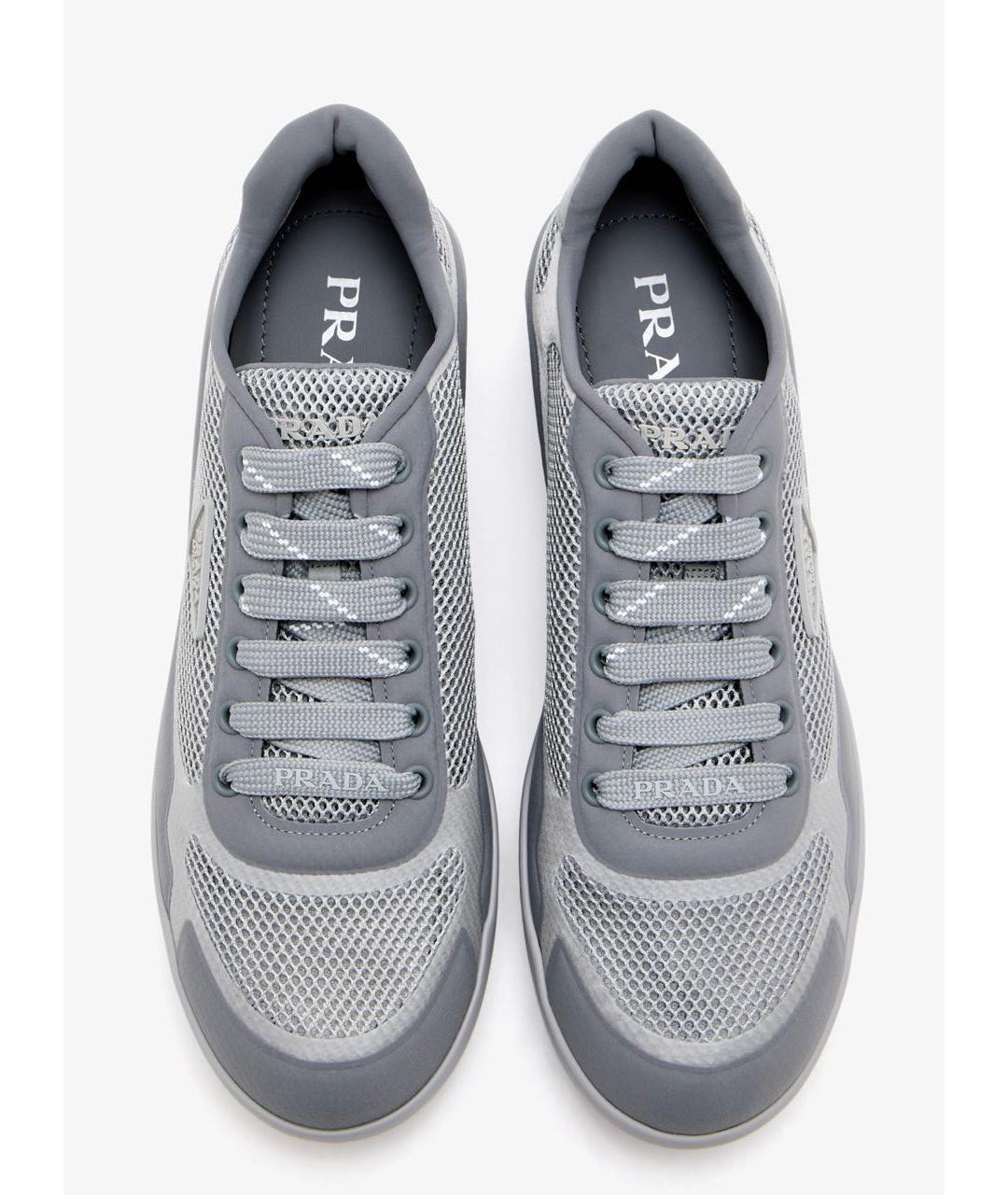 PRADA Серые текстильные кроссовки, фото 4