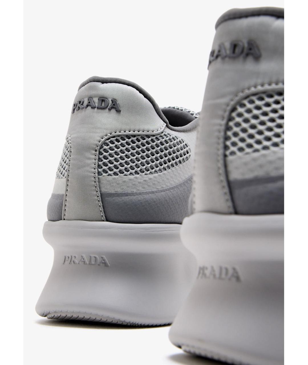 PRADA Серые текстильные кроссовки, фото 5