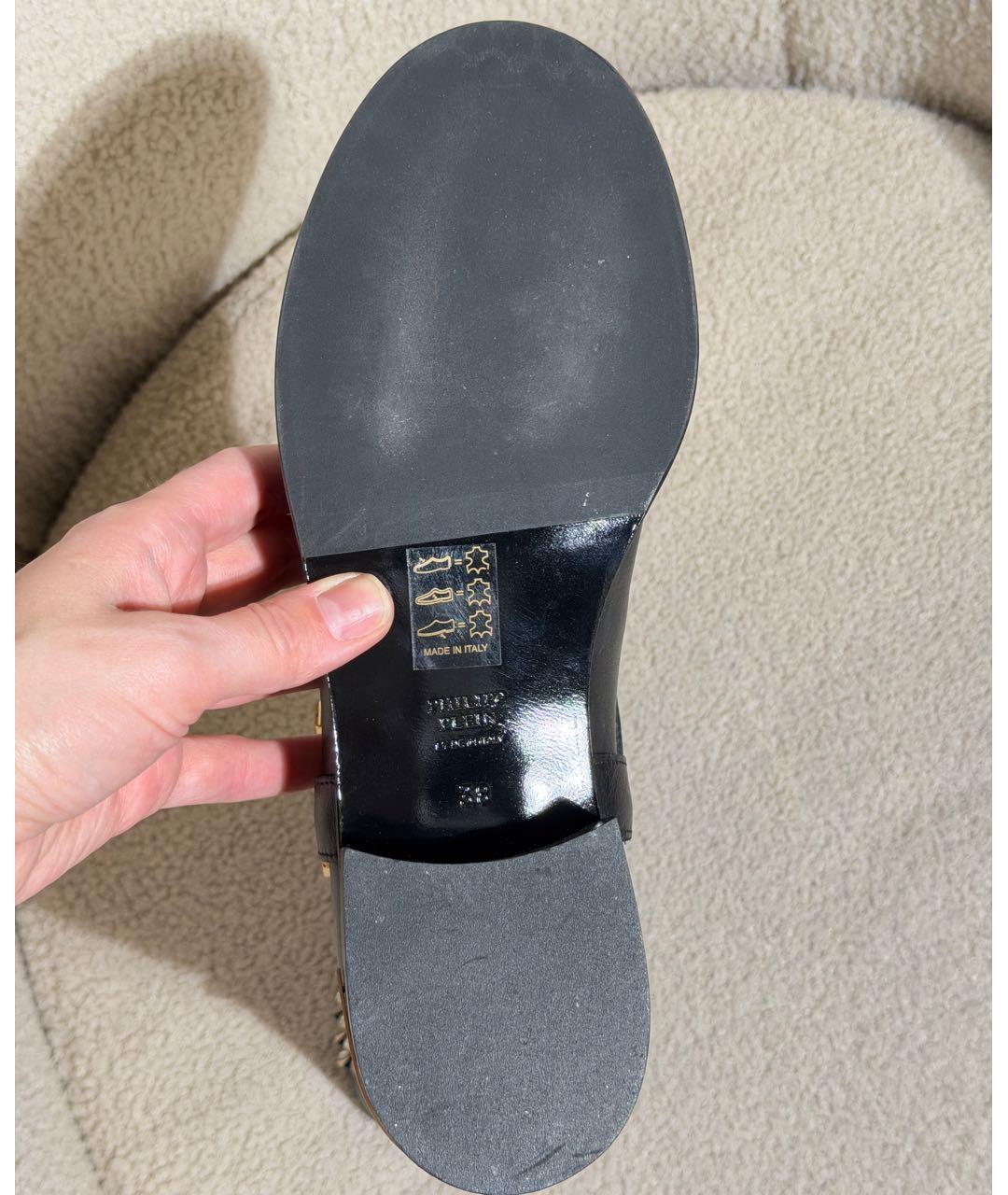 PHILIPP PLEIN Черные кожаные сапоги, фото 7