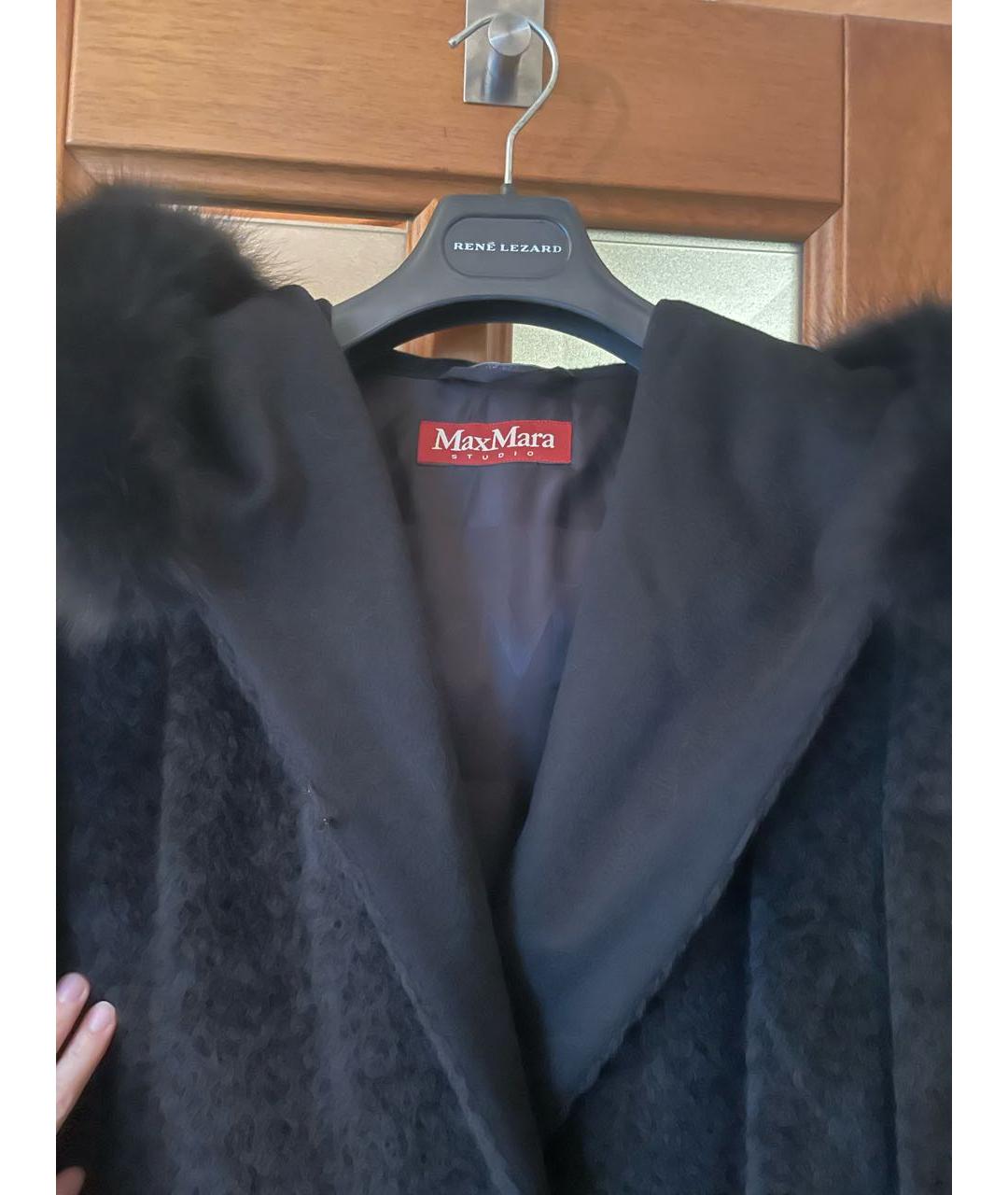 MAX MARA STUDIO Черное шерстяное пальто, фото 4
