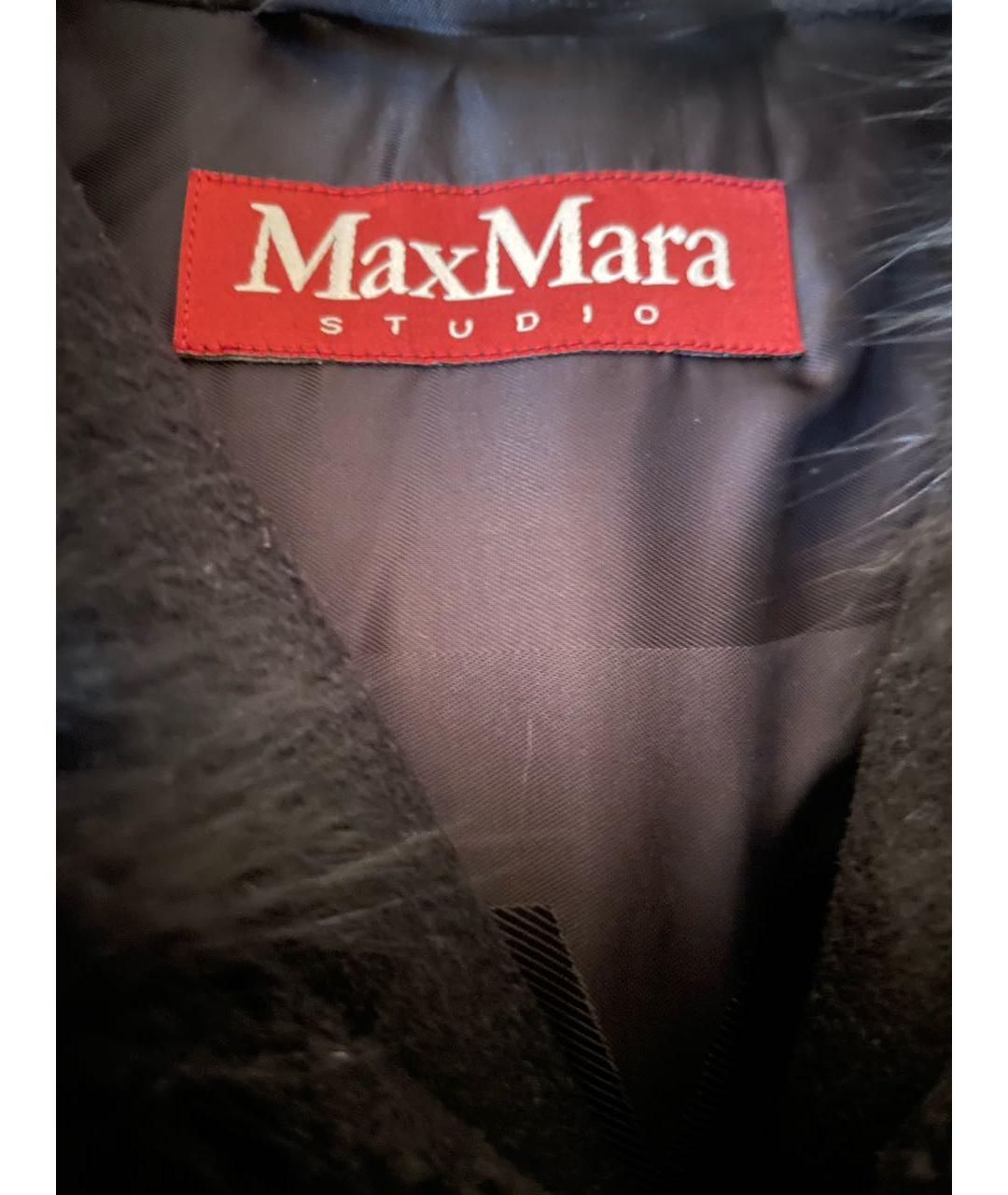 MAX MARA STUDIO Черное шерстяное пальто, фото 3