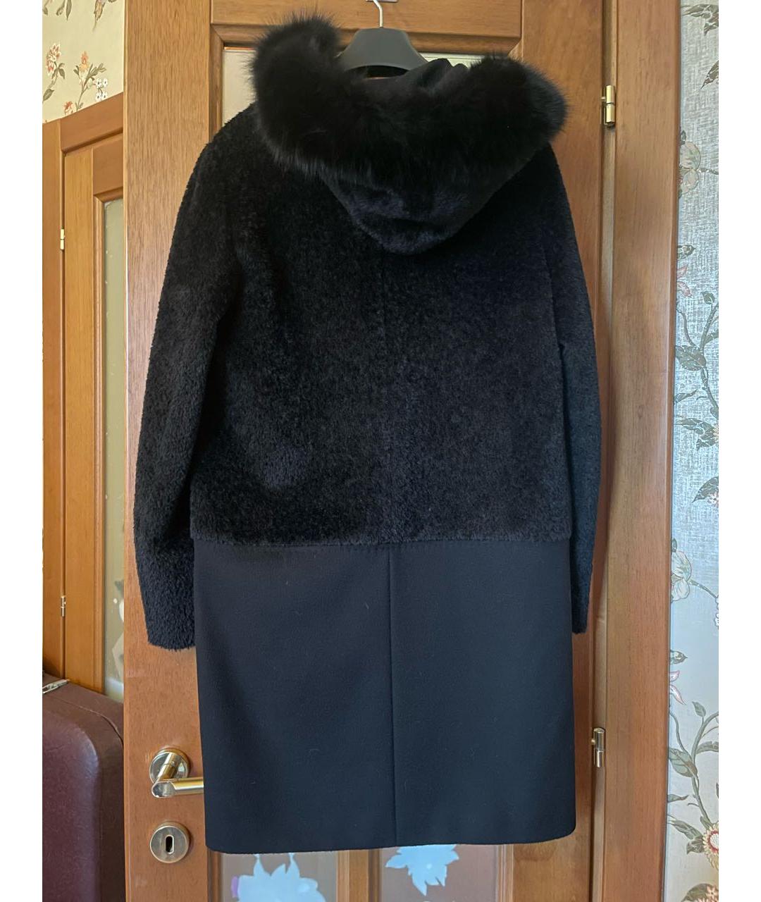 MAX MARA STUDIO Черное шерстяное пальто, фото 2