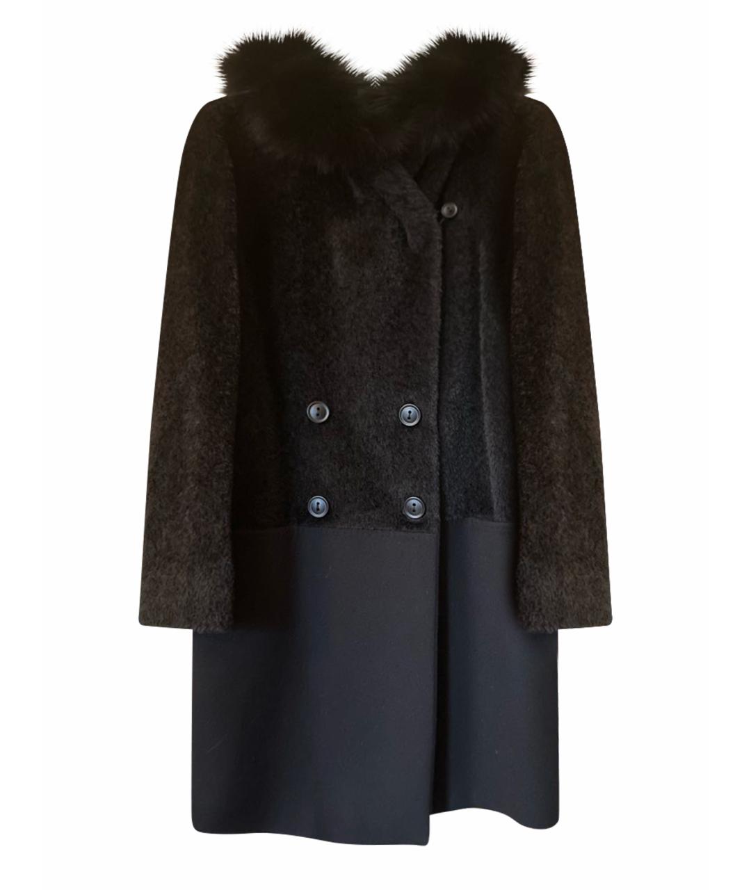 MAX MARA STUDIO Черное шерстяное пальто, фото 1