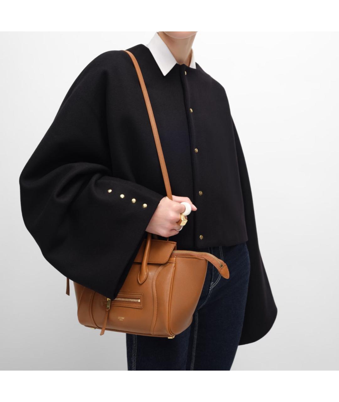 CELINE Коричневая кожаная сумка тоут, фото 3