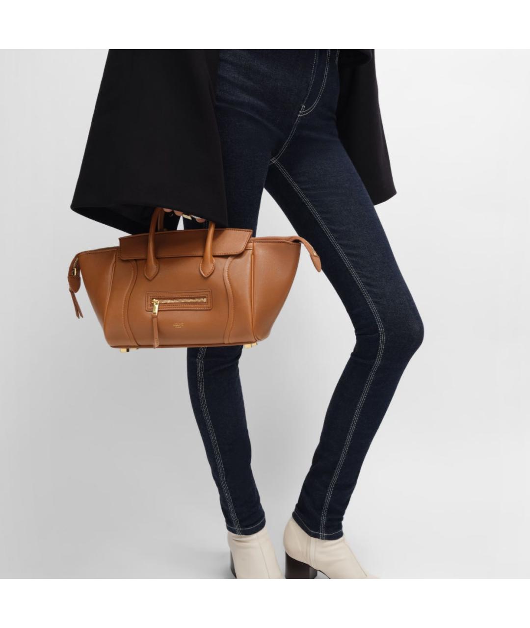 CELINE Коричневая кожаная сумка тоут, фото 2