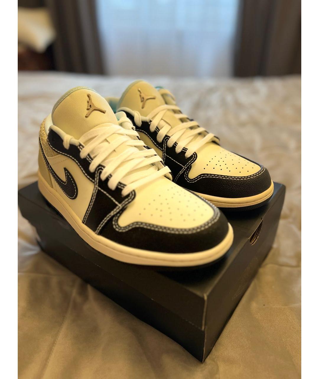 JORDAN Бежевые кожаные низкие кроссовки / кеды, фото 4