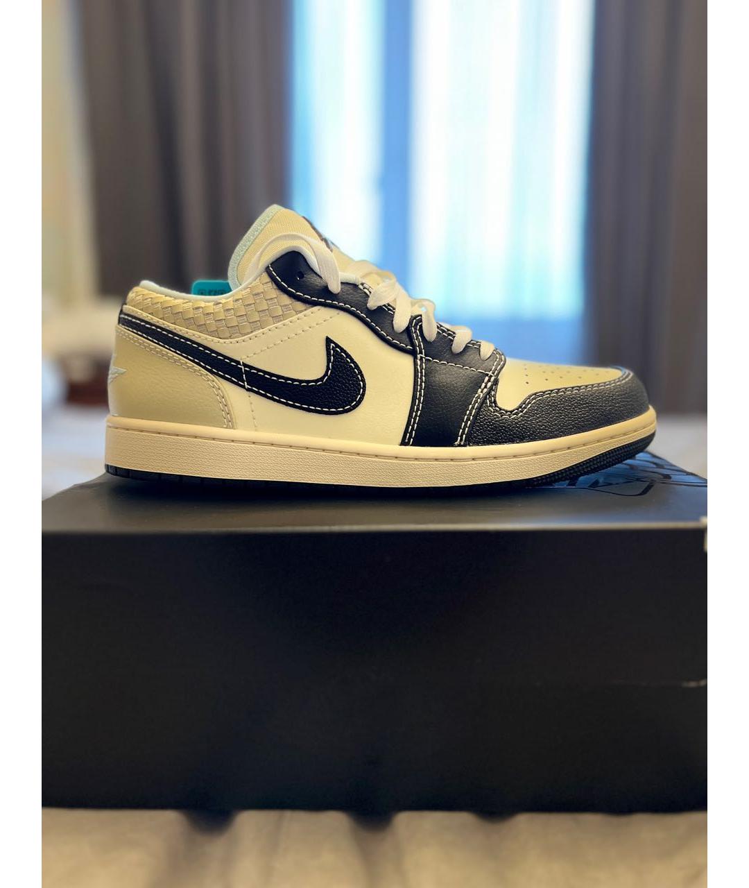 JORDAN Бежевые кожаные низкие кроссовки / кеды, фото 7