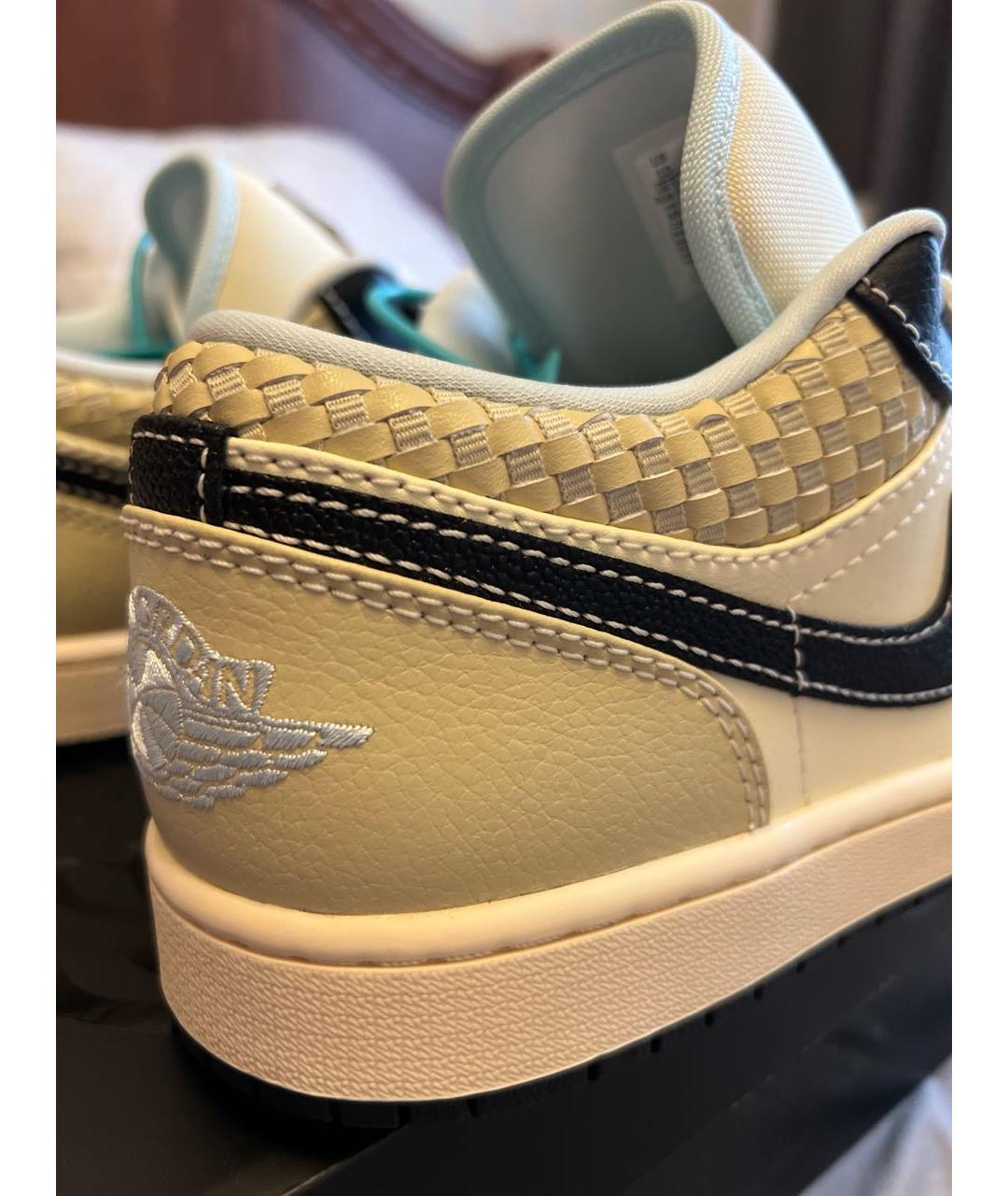 JORDAN Бежевые кожаные низкие кроссовки / кеды, фото 6