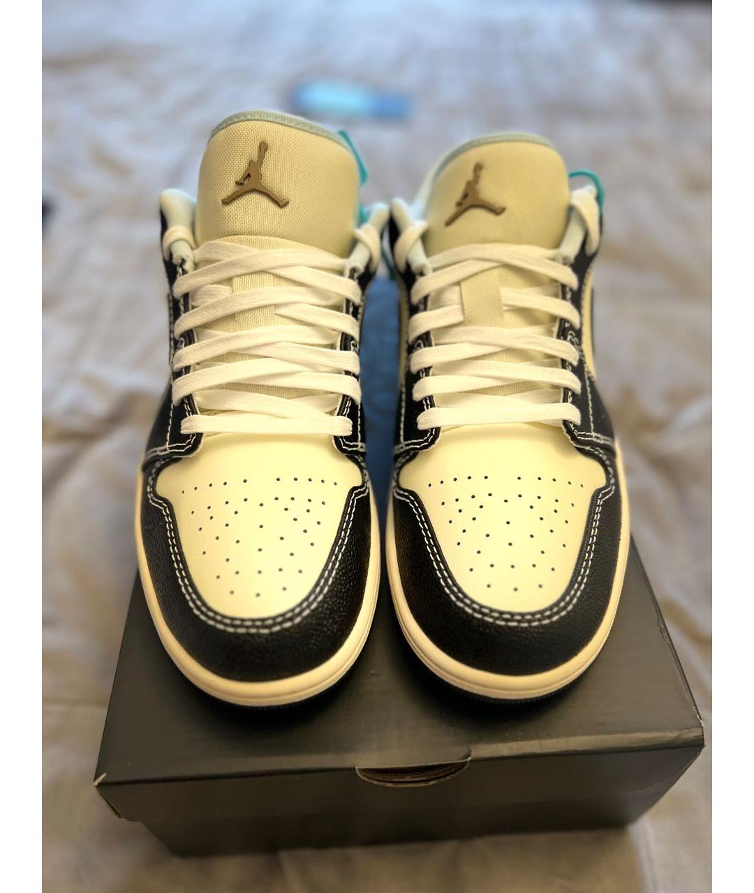 JORDAN Бежевые кожаные низкие кроссовки / кеды, фото 2