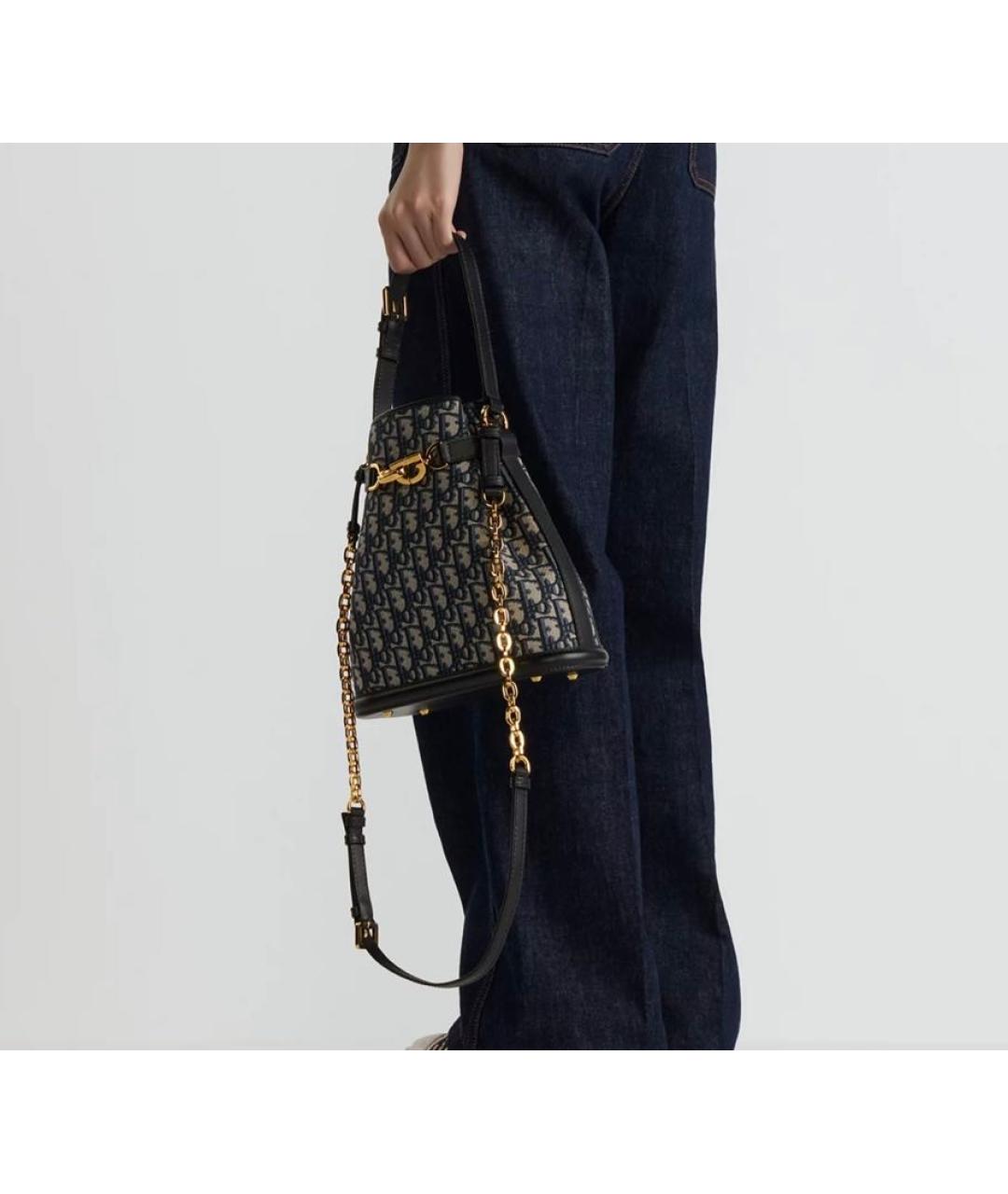 CHRISTIAN DIOR Синяя тканевая сумка через плечо, фото 5