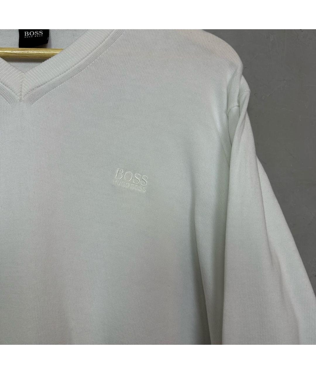 HUGO BOSS Белый хлопковый джемпер / свитер, фото 5