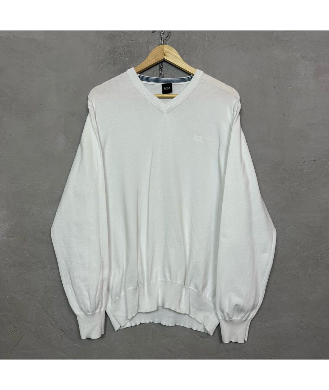 HUGO BOSS Белый хлопковый джемпер / свитер, фото 8