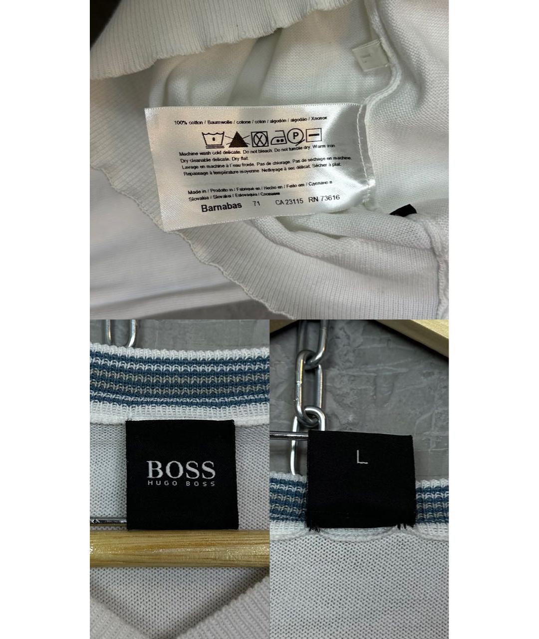 HUGO BOSS Белый хлопковый джемпер / свитер, фото 7