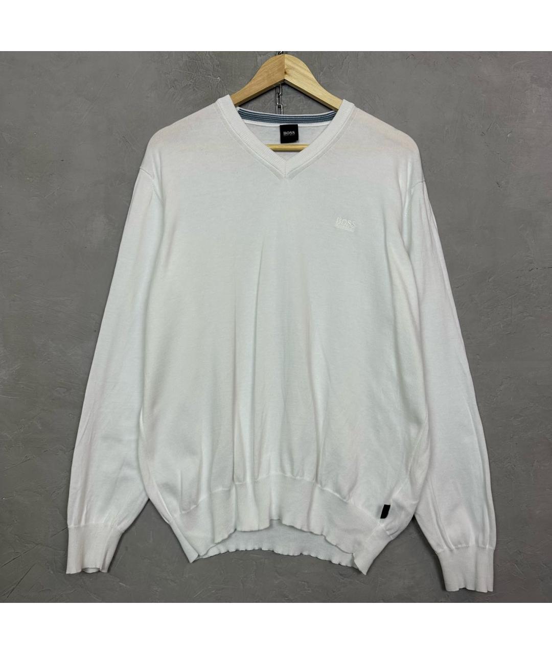 HUGO BOSS Белый хлопковый джемпер / свитер, фото 2