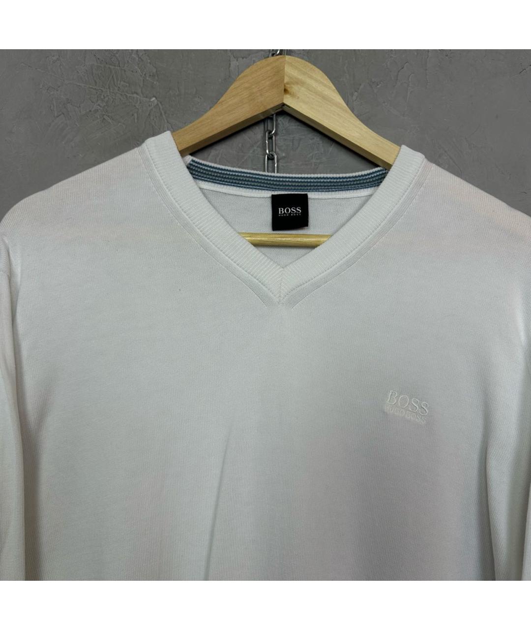 HUGO BOSS Белый хлопковый джемпер / свитер, фото 4