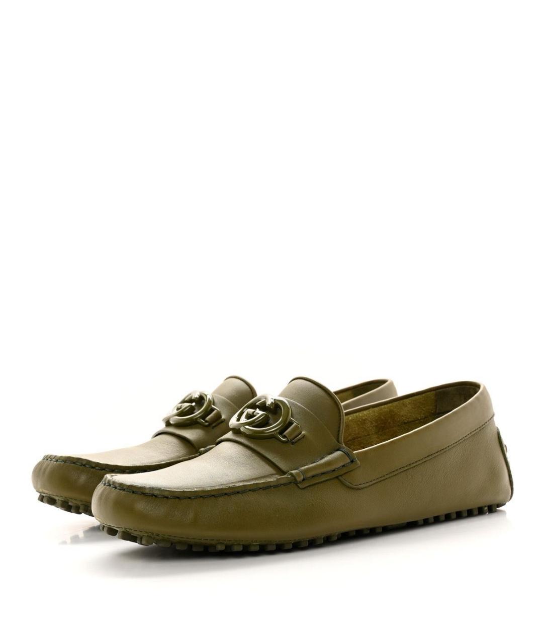 GUCCI Хаки кожаные мокасины, фото 3