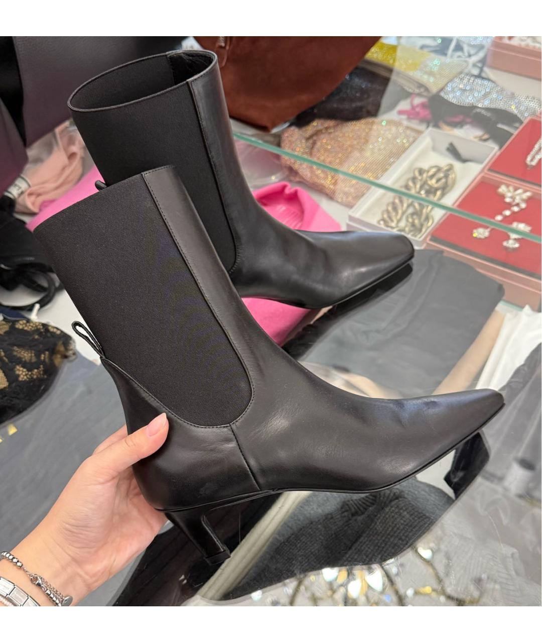 TOTEME Черные кожаные ботильоны, фото 4
