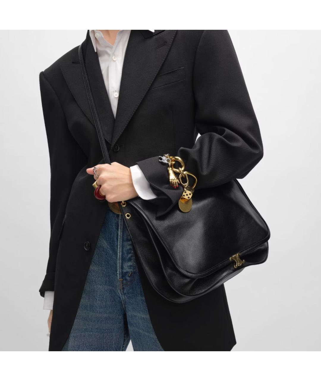 CELINE Черная кожаная сумка через плечо, фото 3