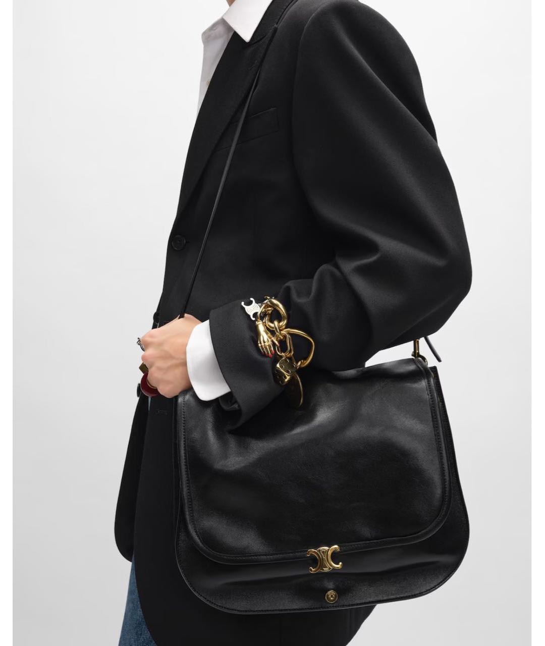 CELINE Черная кожаная сумка через плечо, фото 2