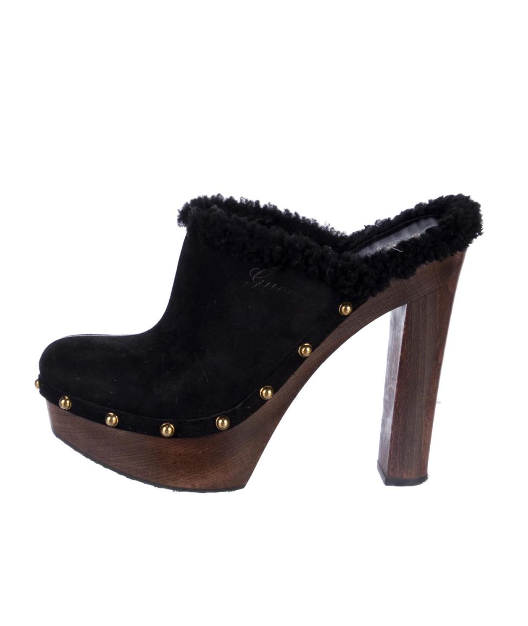 GUCCI Черные замшевые сабо, фото 8