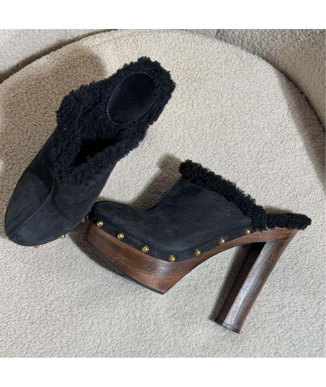 GUCCI Черные замшевые сабо, фото 5