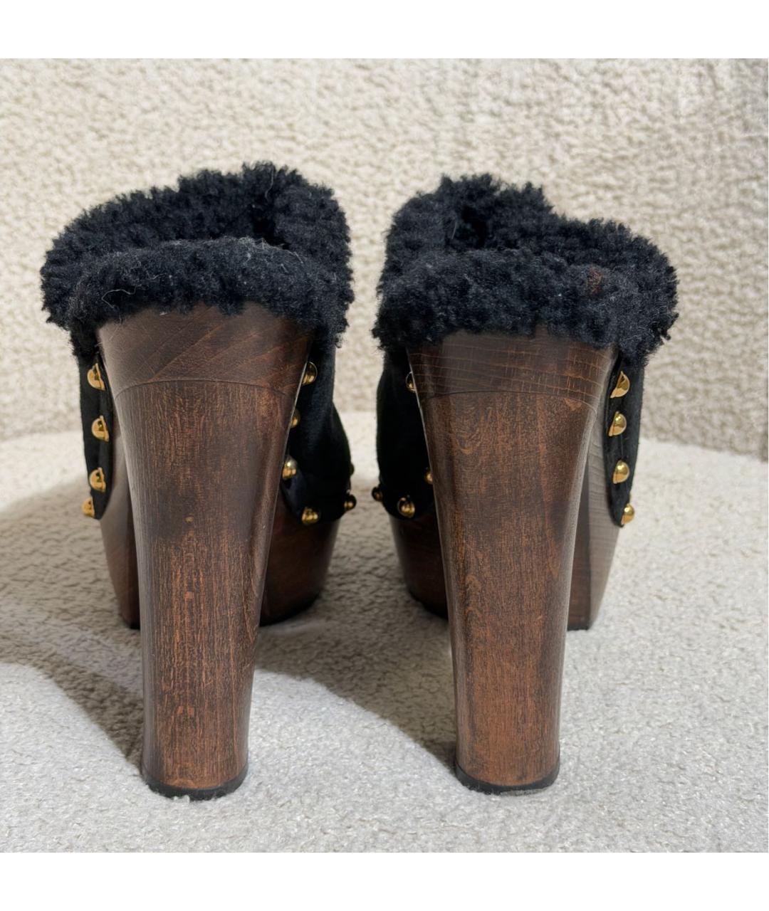 GUCCI Черные замшевые сабо, фото 4