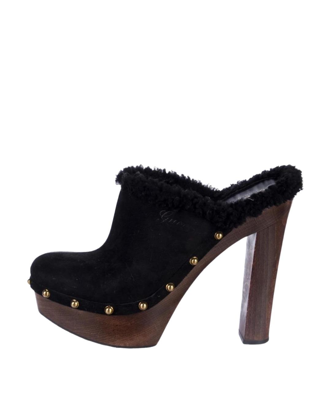 GUCCI Черные замшевые сабо, фото 9