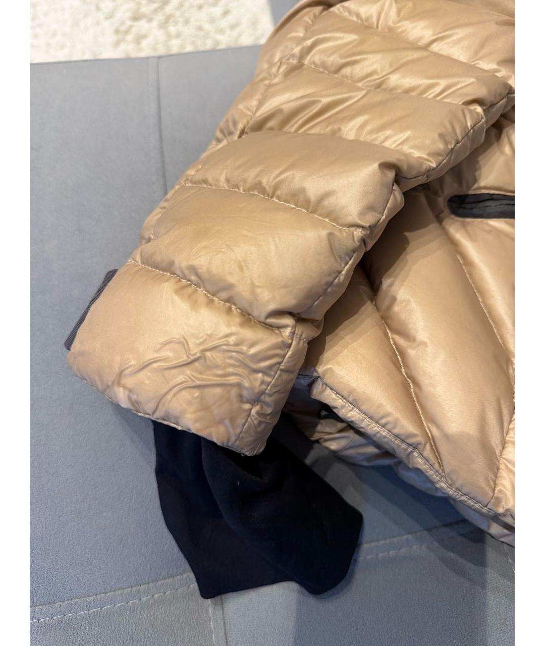 MONCLER Бежевый полиэстеровый пуховик, фото 5
