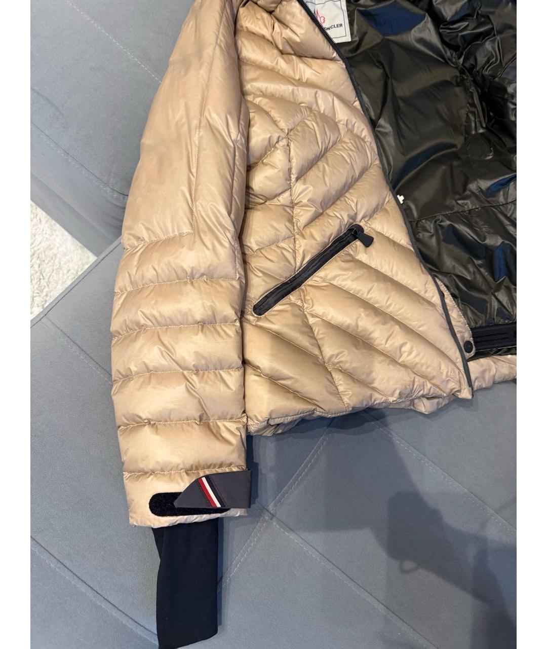 MONCLER Бежевый полиэстеровый пуховик, фото 8