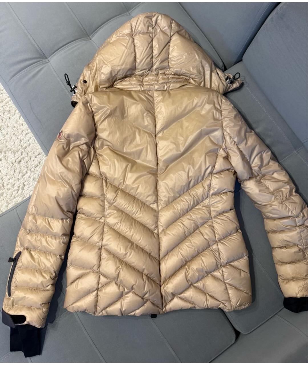 MONCLER Бежевый полиэстеровый пуховик, фото 3