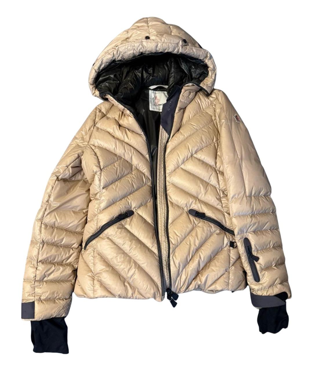 MONCLER Бежевый полиэстеровый пуховик, фото 1