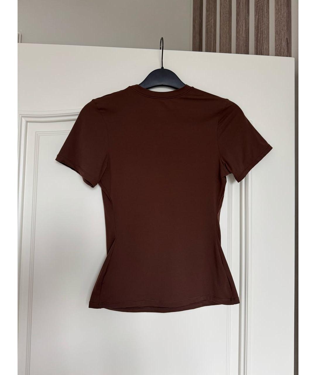SKIMS Коричневая хлопко-эластановая футболка, фото 5
