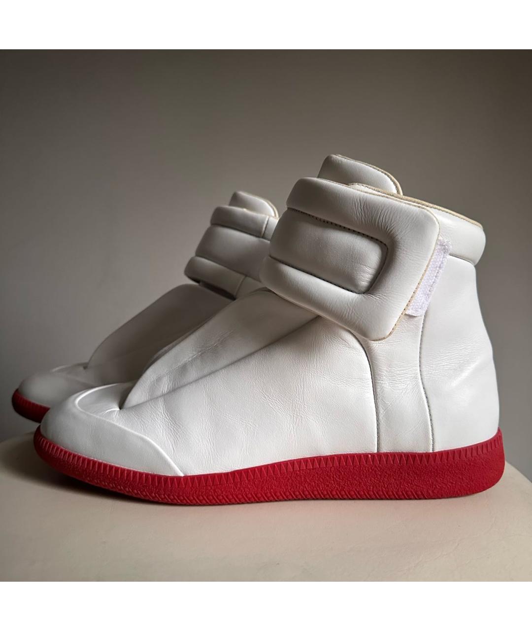 MAISON MARGIELA Белые кожаные высокие кроссовки / кеды, фото 2