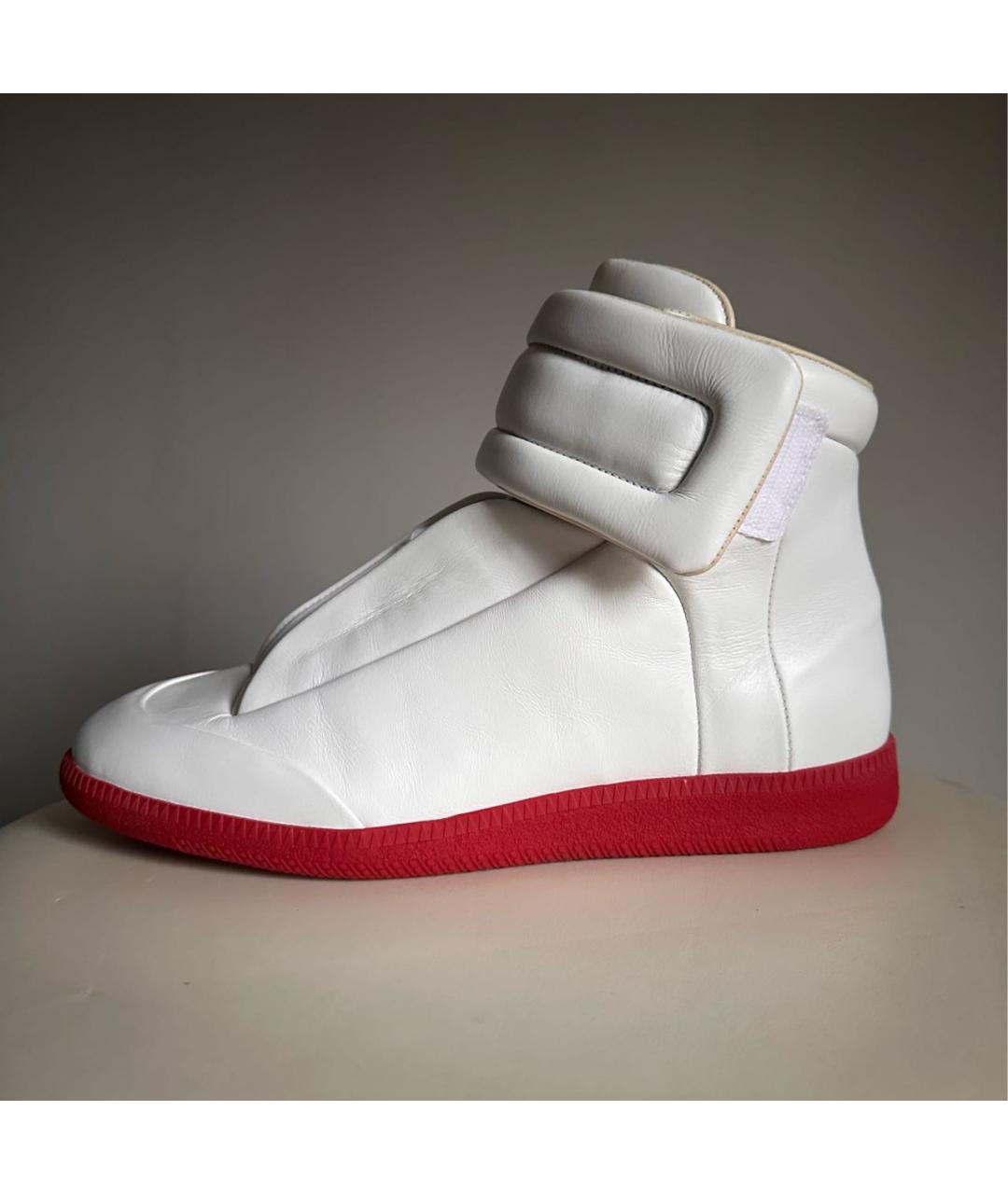 MAISON MARGIELA Белые кожаные высокие кроссовки / кеды, фото 5