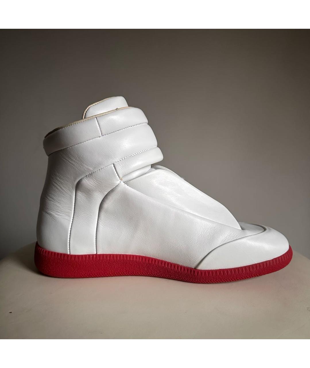 MAISON MARGIELA Белые кожаные высокие кроссовки / кеды, фото 3